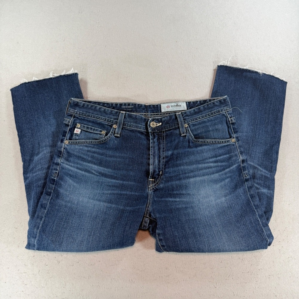 AG Adriano Goldschmied The Everett Slim Straight Jeans Blue 32R Raw Hem
